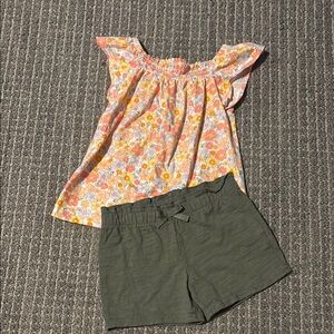 Carter's Floral Top and Green Shorts Set